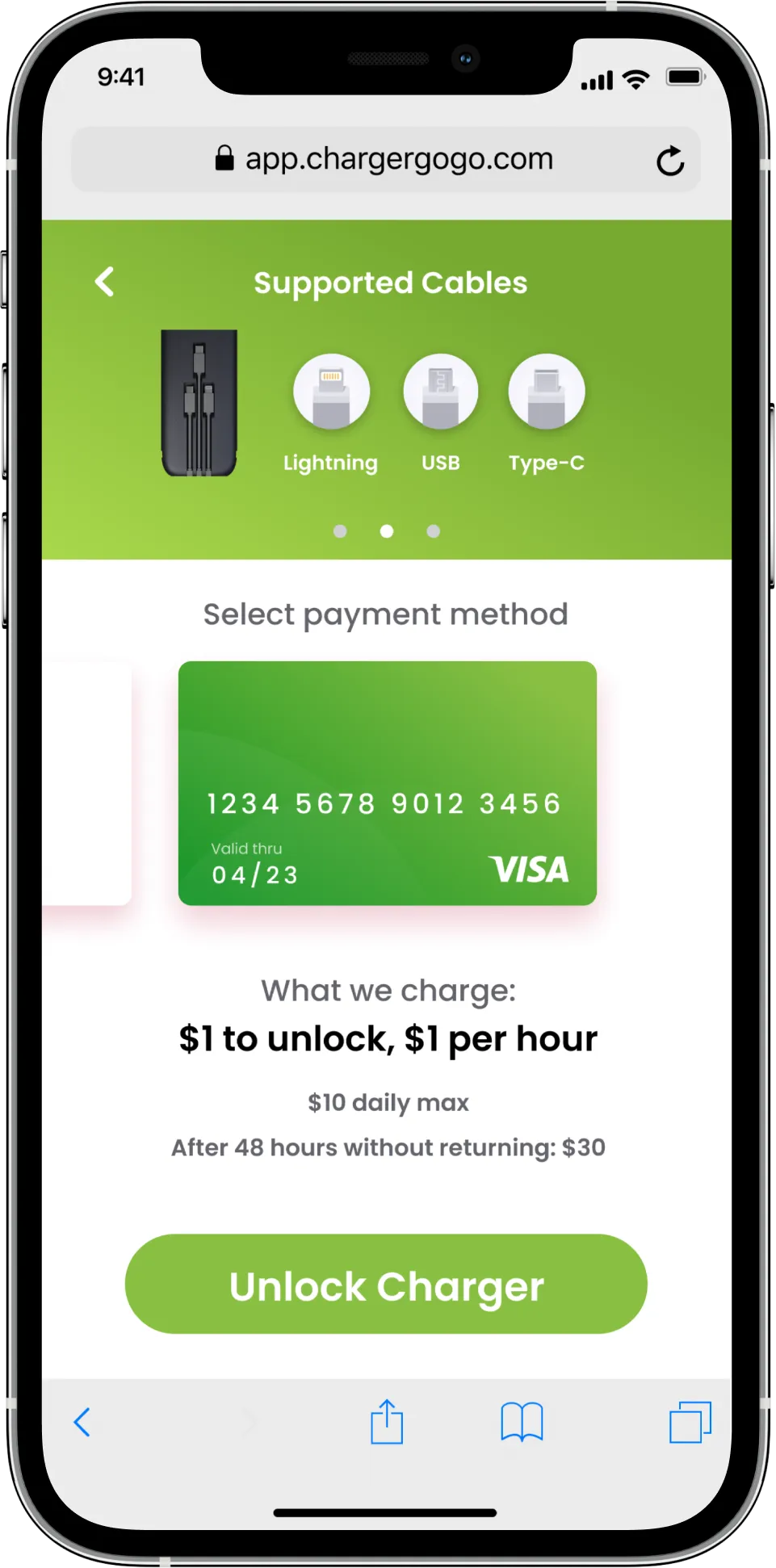 Pay & Grab App Screen